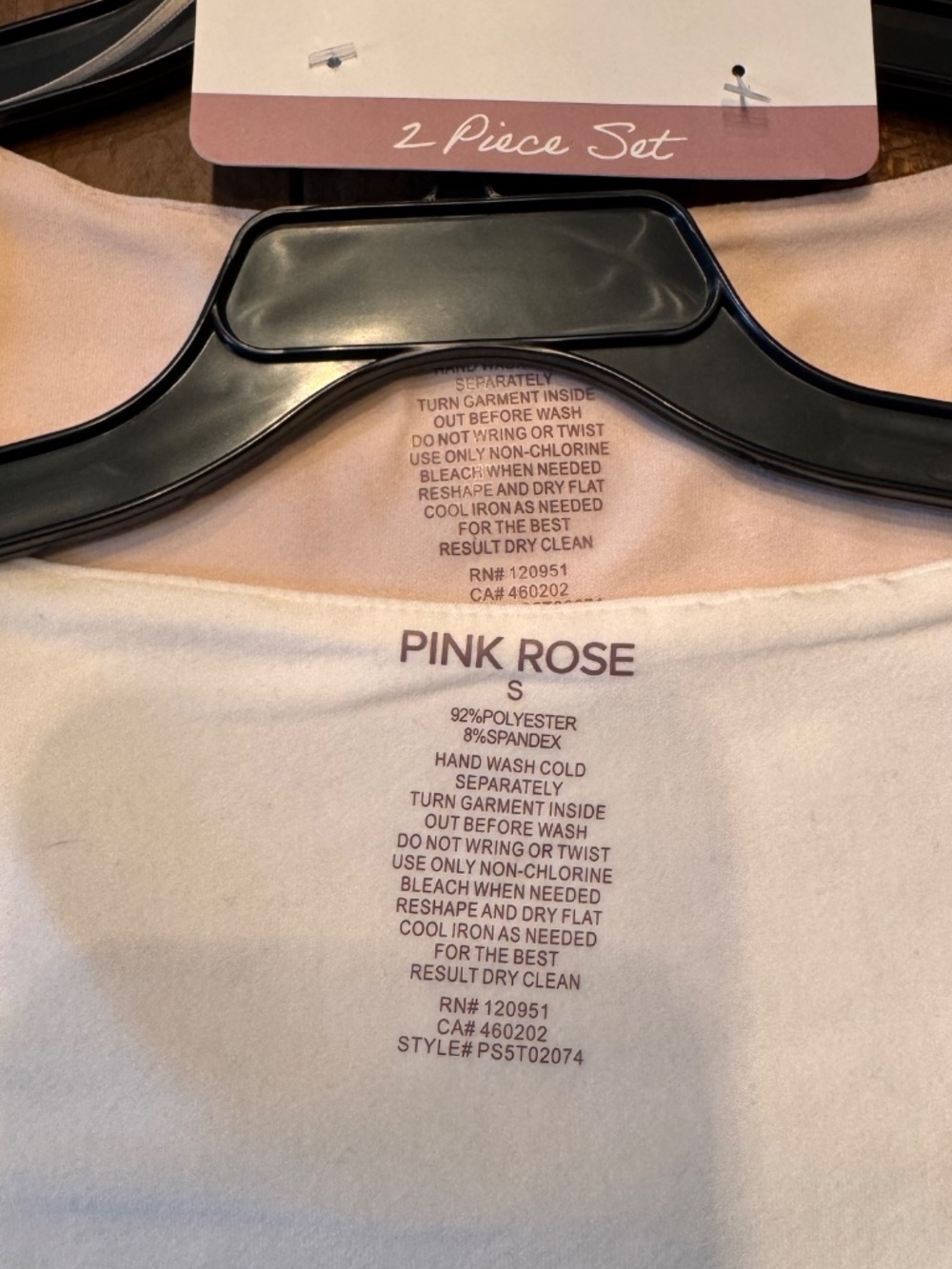 Pink Rose 2 Pack Scoop Neck Bodysuits. Size Small. Blush Pink & Cream - Picture 2 of 7